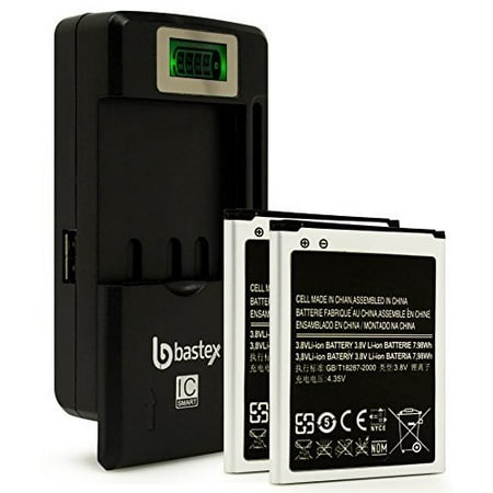 Two (2pk) Bastex Battery for SamSung Galaxy SIII S3+plus One (1) Bastex External Dock LCD Battery (Best D Cell Battery Charger)