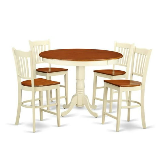 East West Furniture Vernon 5-piece Wood Kitchen Set in Mahogany