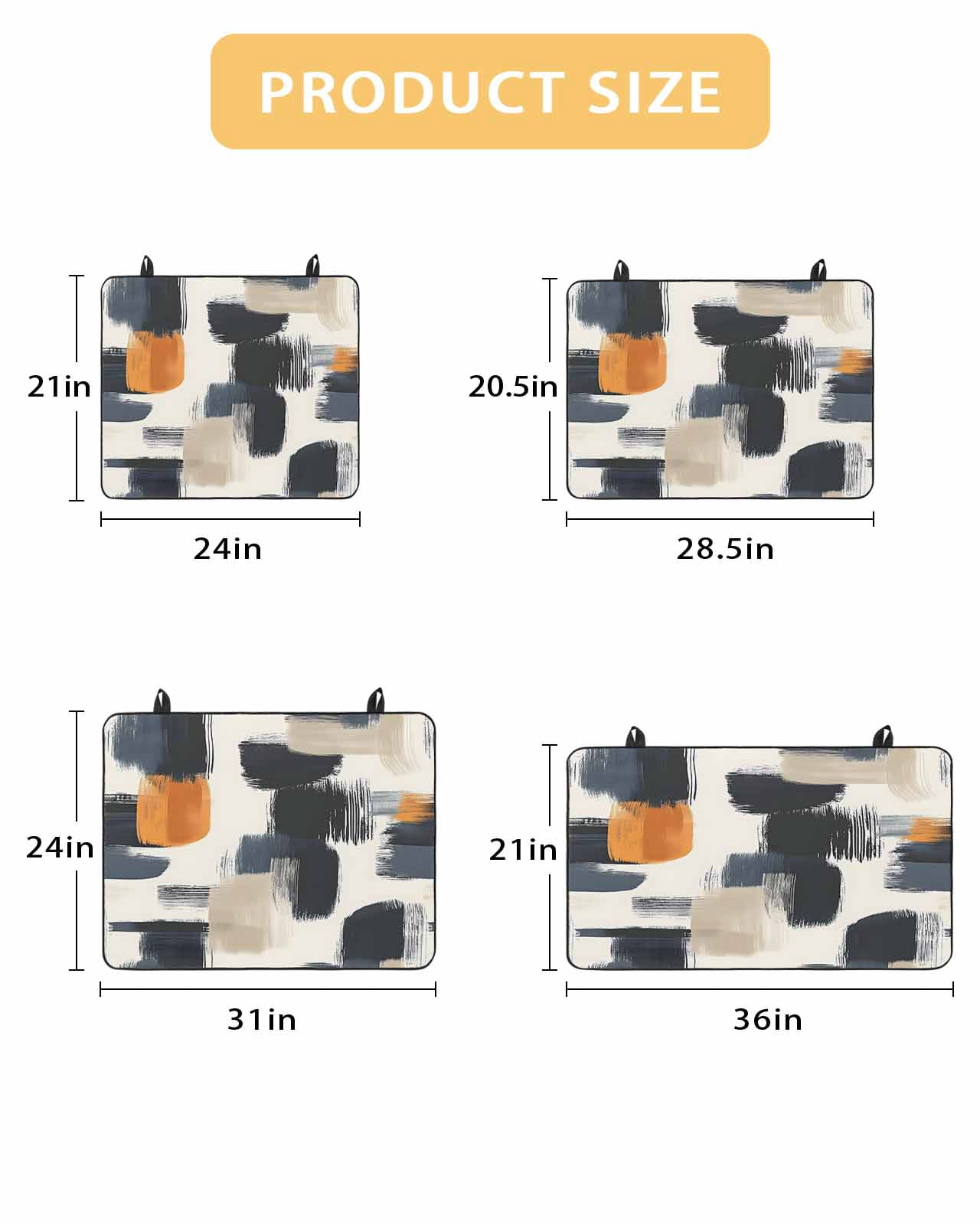 nqOlkjepod Large Induction Cooktop Protector Mat 24"x21", Black Khaki Stove Top Covers for Electric Stove, Geometric Simple Middle Century Art Stove Burner Cover Mats, Glass Top Stove Cover