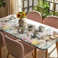 thumbnail image 3 of Easter Bunny Table Cloths for 6 Foot Rectangle Tables, Spring Botanical Flowers Flowers Eggs Check Patio Waterproof Elastic Fitted Tablecloths, Washable Rectangular Table Cover for Camping, 3 of 8