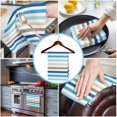 thumbnail image 3 of Blue Teal Brown Striped Kitchen Towels Set of 2, Water Absorbent Dish Towel, Farmhouse Stripes Simple Art Decorative Hand Towels - Quick Drying Cloth for Cooking Baking, 18x28 Inch, 3 of 8