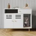 thumbnail image 5 of Rugerasy 31.5 Inch Cat Litter Box Enclosure,Hidden Litter Box Furniture with 2 Storage Compartments,Scratching Mat,Indoor Pet House Washroom,Dog Proof Kitty Litter Box Enclosure,White, 5 of 8