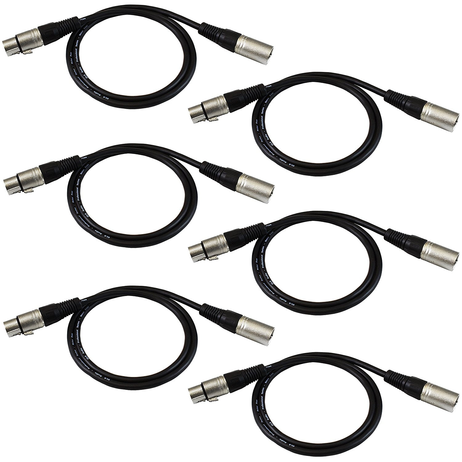 GLS Audio 3ft Patch Cable Cords XLR Male To XLR Female Black Cables