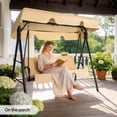 thumbnail image 5 of Ktaxon 3-Person Porch Swing with Stand, Outdoor Swing Chair with Adjustable Canopy & Cushion, Khaki, 5 of 7