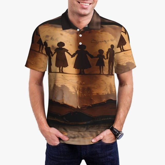 Balery Vintage Family History Book Camisa Polo de Hombre con Estampado, de Manga Corta y Tejido Medio, Camisa Tipo Golf Polo-X-Large