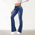 thumbnail image 5 of LYMAYTER Women Flare Jeans Skinny Microflared Denim Pants for S-2XL Fashion High Waisted Female Flare Jeans with Pockets, 5 of 8