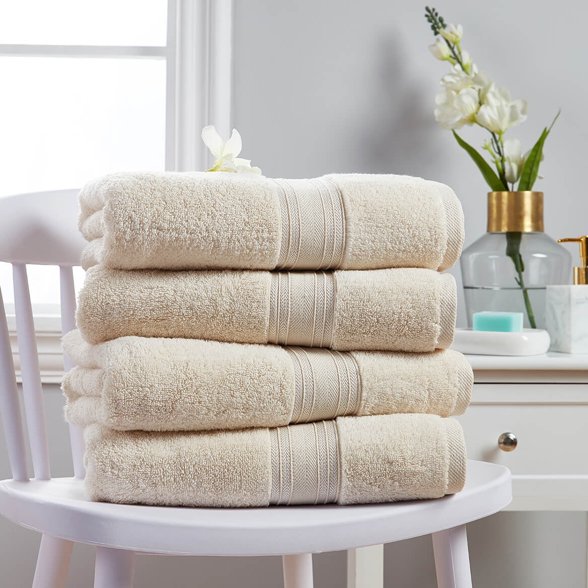 Cotton Spa Collection Oversized 4 Piece Bath Towel Set - Hummus