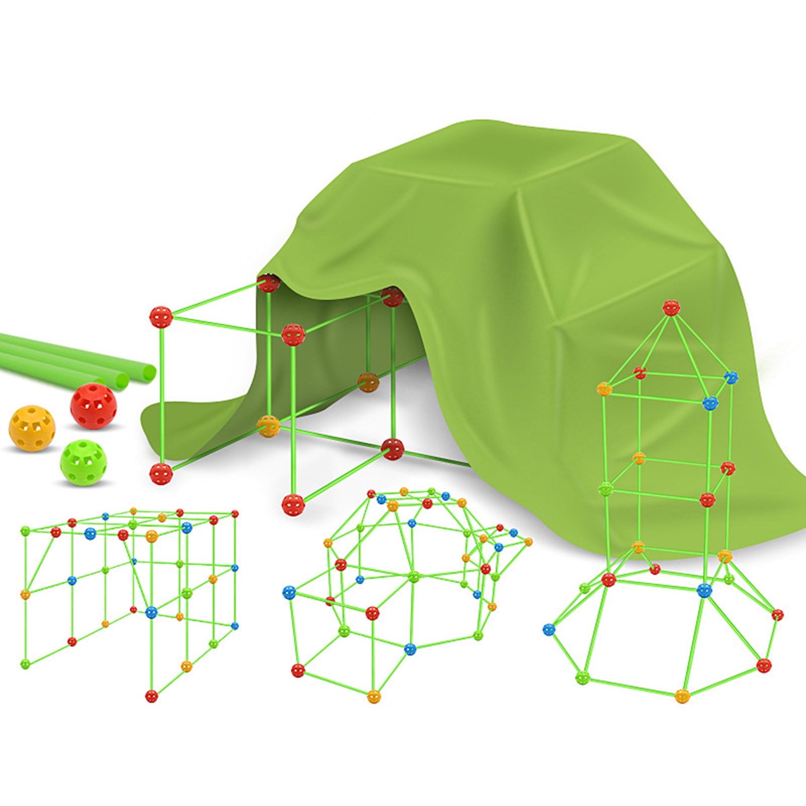 Children DIY Pearl Tent Fort Building Kit, Tent Architectural Game House Spelling Blocks, 88 Set Of