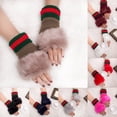 thumbnail image 3 of 3 Pares Guantes De Piel Guantes De Moda Guantes De Lana Dedo Abierto Medio Dedo Guantes Cortos A Rayas De Colores B, 3 of 3
