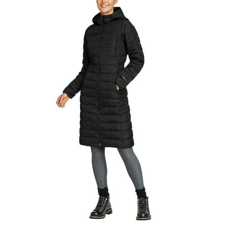 Eddie Bauer Ladies's Hooded Down Duffle Coat, Black Large