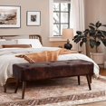 thumbnail image 3 of SSyao 44 Inch Bedroom Ottoman Bench, Upholstered End of Bed Bench with Gold Legs for Living Room Bedroom Dinning Room Entryway-Leather-darkbrown, 3 of 9
