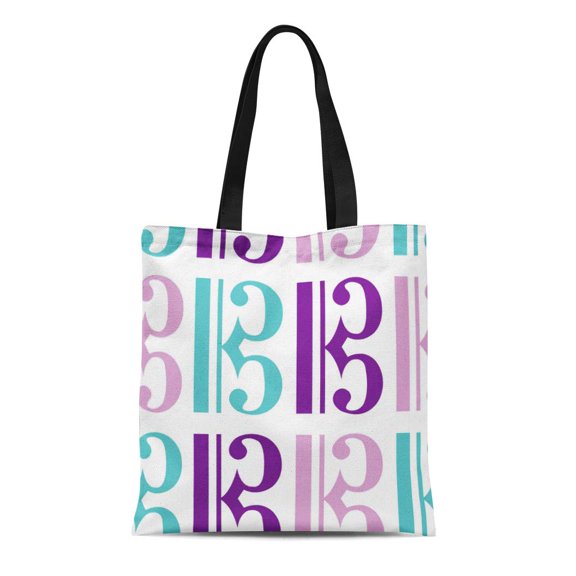 SIDONKU Canvas Tote Bag Music Alto Clef Purple and Viola Baritone Orchestra Musician Reusable Handbag Shoulder Grocery Shopping Bags