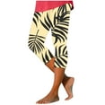 thumbnail image 3 of lcziwo Sales of The Day Lightning, Womens Milk Silk Soft Cropped Leggings 2025 Summer Palm Trees Beach Leggings Casual High Waisted Tummy Control Workout Tight Capris Yellow L, 3 of 6
