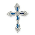 thumbnail image 3 of Sterling Silver Cross Pendant Necklace for Men and Women with Simulated Blue Spinel Marquise Cut CZ Accents Spiritual Symmetrical Design Polished Religious Jewelry, 3 of 6