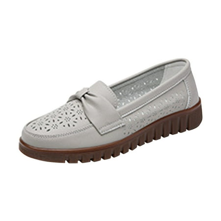 Sexlip Women s Versatile Leather Flat Shoes  Soft Bottom  Large Size  Casual and Colorful  Slip-On Design  Comfortable for Walking  Ideal for Leisure  Outdoor  and Work Gray 39