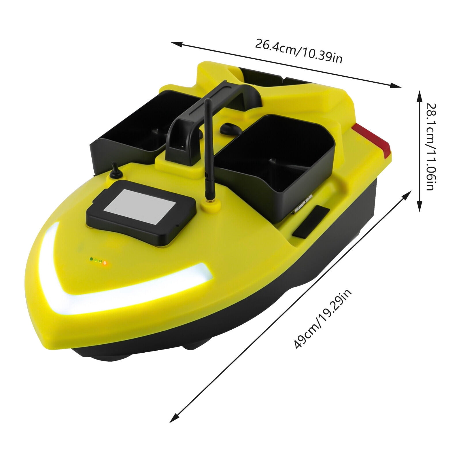 500m RC Fishing Bait Boat GPS 4 Hours Control Time 12000mAh Cruise Control Yellow ABS for Sea Fishing