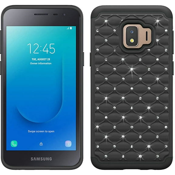 GSA Studded Rhinestone Hybrid Case For Samsung Galaxy J2, J2 Core - Black