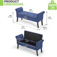 thumbnail image 3 of Magshion 51" Storage Ottoman Bench, Upholstered Tufted Bedroom Bench with Rolled Arms, Large Storage Chest for Living Room, Entryway, Dorm, Navy Blue, 3 of 9