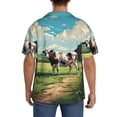 thumbnail image 3 of Uemuo Prairie Pasture Cow Pattern Cotton Linen Short Sleeve Shirts,Casual Lightweight Button Down Shirts,Vacation Beach Summer Tops-XX-Large, 3 of 7
