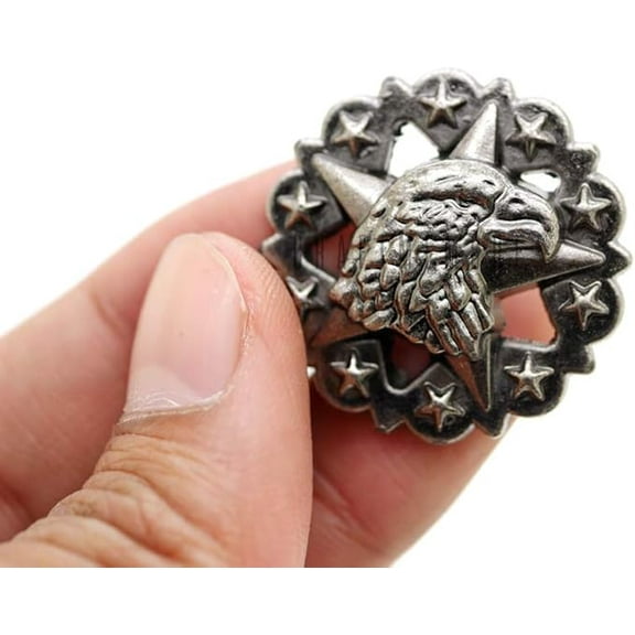 2pcs 1 1/8" Eagle Conchos Screw Back Decorative Metal Concho Leather Craft Accessories CHS12 (Antique Silver)