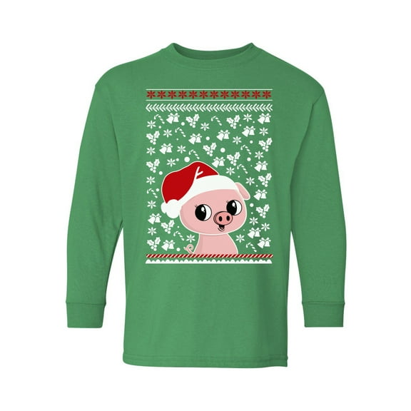 Awkward Styles Xmas Long Sleeve Shirt for Kids Youth Boys Girls Pig Christmas Pattern Shirt
