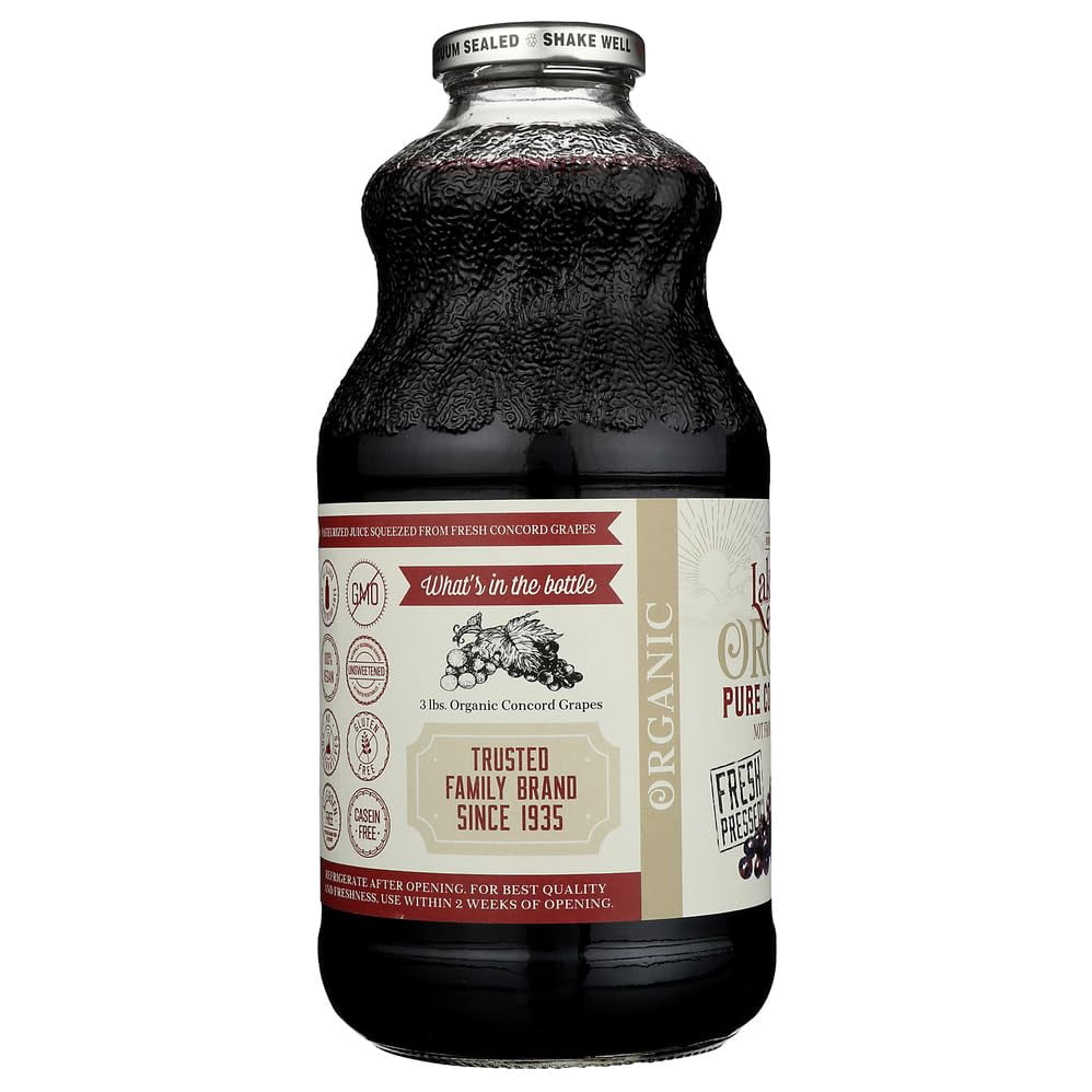 Lakewood Organic Pure Concord Grape Fresh Pressed Juice Concord Grape 32 fl oz Pack of 2
