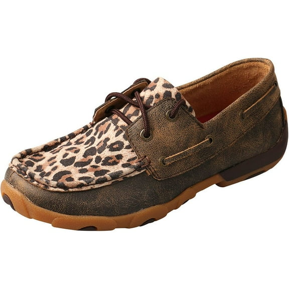 Twisted X Boots Womens Distressed Bomber Boat Shoes 9 M US Leopard