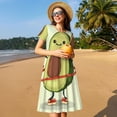 thumbnail image 4 of Balery Cute Avocado Doing Exercise Vestidos sueltos de manga corta para mujer, vestidos de verano 2025, vestidos casuales de corte A con vuelo., 4 of 6