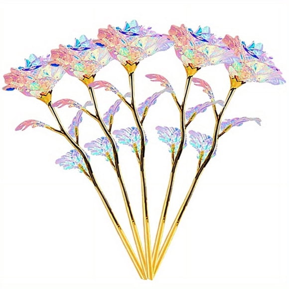 10pcs, Rose Golden Crystal Artificial Rose Flower, The Best Gift For Christmas Wedding Anniversary Mother's Day, Party Decor, Party Supplies, Birthday Decor, Birthday Supplies, Wedding Decor, Wedding