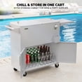 thumbnail image 6 of IVV 80Qt Cooler Cart on Wheels, Portable Outdoor Beverage Cooler with Storage Cabinet, Foldable Side Table, Bottle Opener and Cap Collector, for Summer BBQs, Cookouts and Tailgates, Light Gray, 6 of 9