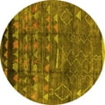 thumbnail image 1 of Ahgly Company Machine Washable Indoor Round Solid Yellow Modern Area Rugs, 6' Round, 1 of 4