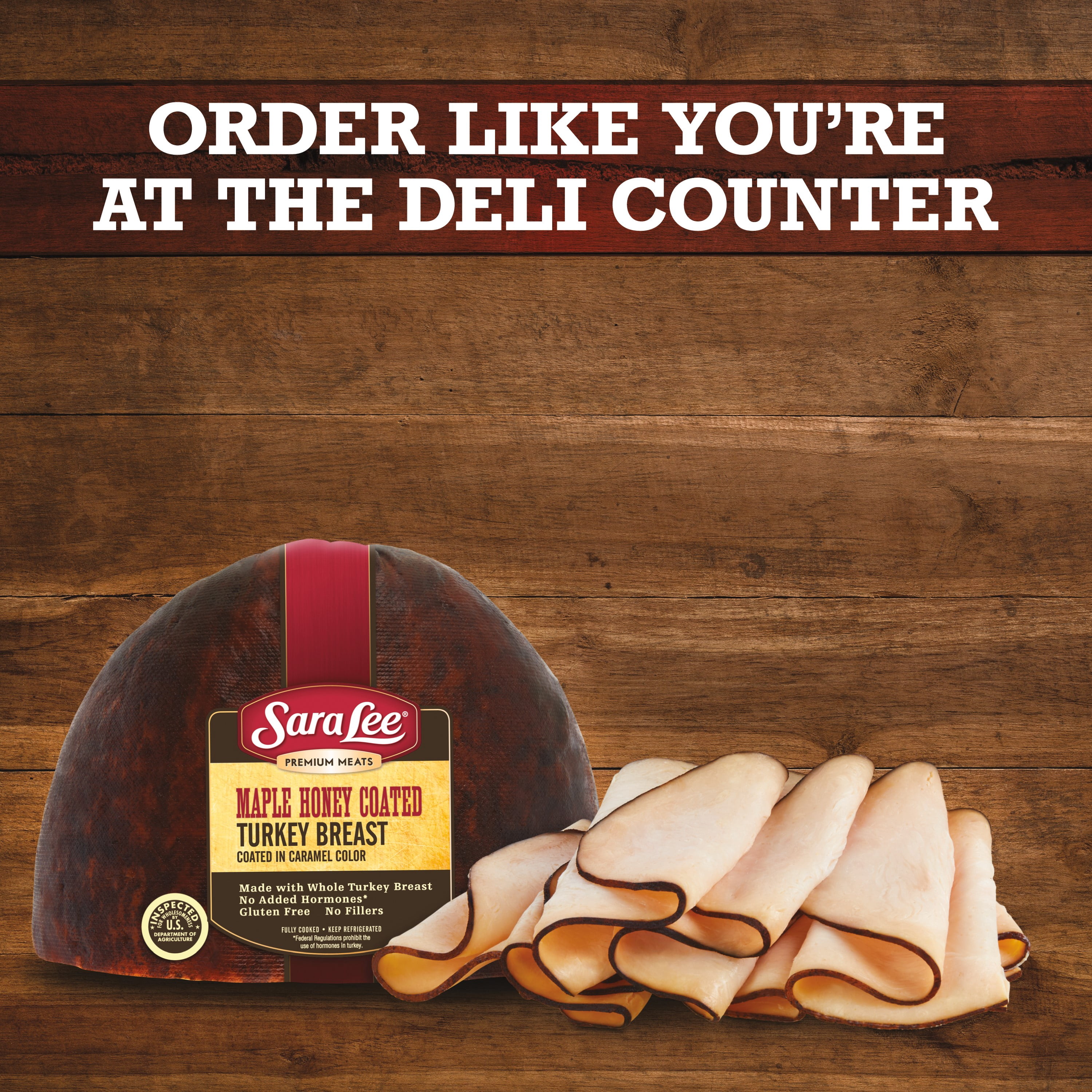 Sara Lee Sliced Fresh Lunch & Deli Meats, Premium Meats Gluten Free Maple Honey Coated Turkey, Resealable Pouch