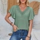 thumbnail image 4 of Fiudx Ofertas Del Día Camiseta Holgada Informal con Cuello En V y Manga de Retales de Color Sólido para Mujer, 4 of 5