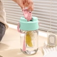 thumbnail image 4 of AuroraX Summer Floral Straw Cup Large Capacity Plastic Tumbler Leakproof BPA Free Portable with Lid 600ml ShatterProof Straw Cup Green, 4 of 6
