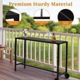 thumbnail image 3 of Hassch Outdoor Iron Bar Table on Wheels, 55.1" Long Counter Height Patio Pub Table w/ Slatted Top and Adjustable Feet, Weather Resistant & Easy Assembly, Black, 3 of 8
