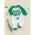 thumbnail image 3 of Bslissey Baby Girls Boys Footless Jumpsuit 3M 6M 12M 18M Long Sleeve Letter Clover Print Sweatshirt Rompers Newborn Infant Casual Playsuit Spring Fall Daily Outfit, 3 of 9