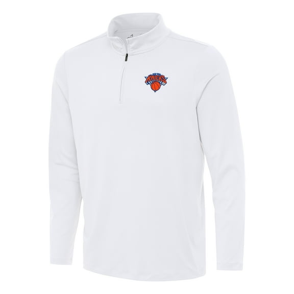 Men's Antigua White New York Knicks Reprocess Quarter-Zip Top