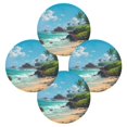 thumbnail image 2 of 15.4" Round Placemat Set of 4 Polyester Fabric Place Mats Non-Slip Dining Kitchen Table Mats for Kitchen Party Decor Serene Beach Scene, 2 of 5