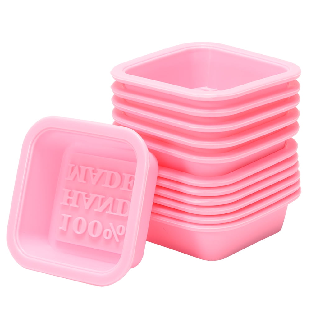100 HAND MADE Reusable Silicone Soap Mold Pink DIY Square Handmade Soaps Moulds Microwave, Oven
