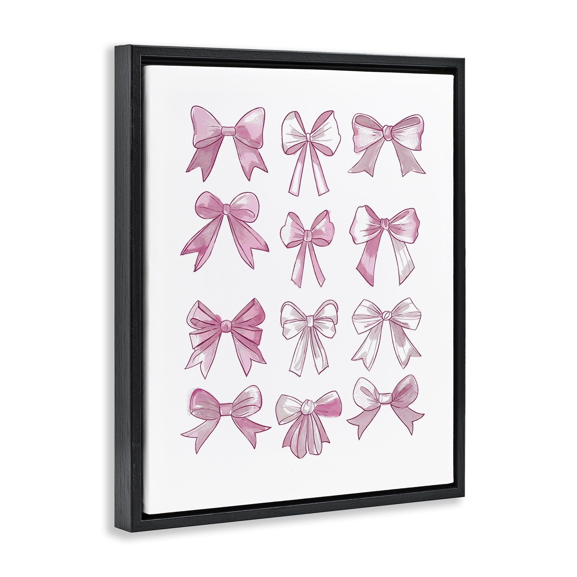 Stupell Industries Fabulous Bows Pattern Beauty & Fashion Painting Black Floater Framed Art Print Wall Art, 17 x 21