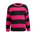 thumbnail image 4 of Women's Casual Striped Sweater Long Sleeve Pullover Crew Neck, Comfortable and Versatile, Great for Everyday Wear and Seasonal Outfits,Hot Pink,XL, 4 of 5