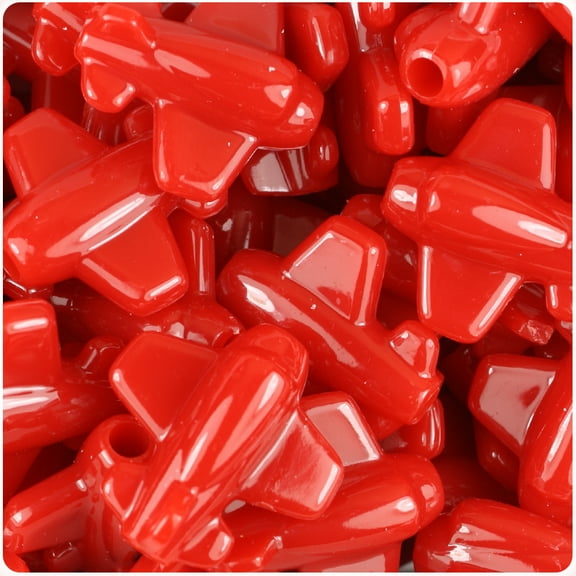 BeadTin Red Opaque 25mm Airplane Pony Beads (24pcs)