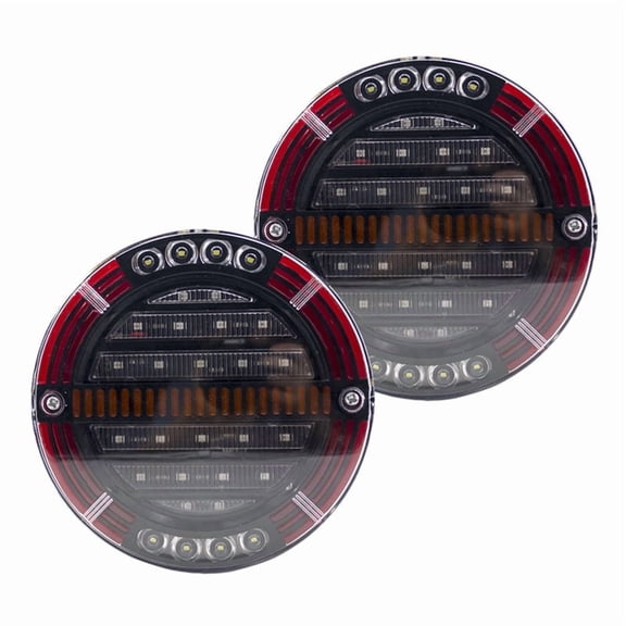 2pcs Round LED Trailer Tail Light with Brake Light DRL  Turn Signal Lamp Car Truck Ships Bus Boat Caravan 12V 24V