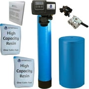 AFWFilters 2 cubic Foot 64k Whole Home Water Softener with High Capacity Resin, 3/4" Stainless Steel FNPT Connection, and Blue Tanks