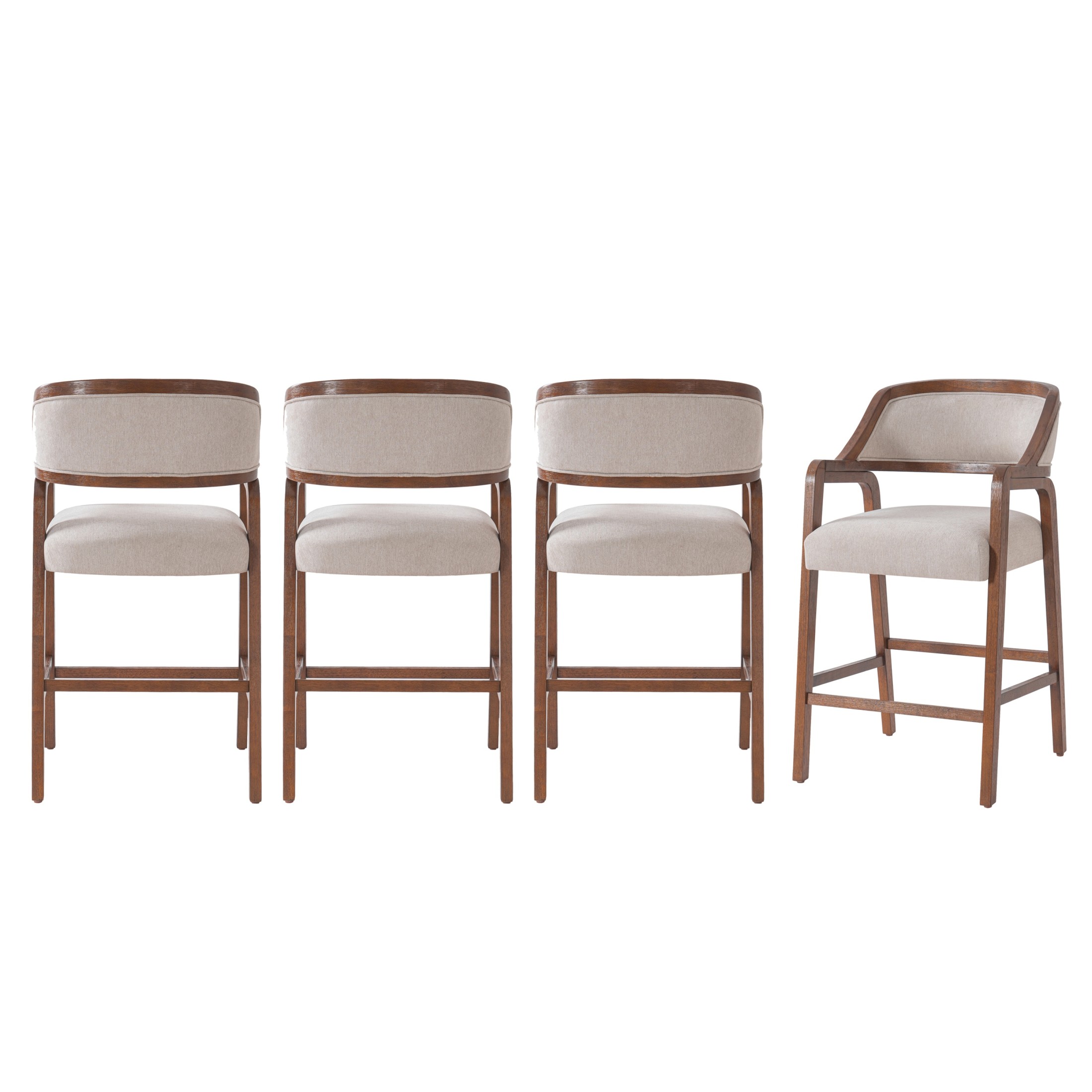 Christopher Knight Home Modern Upholstered Counter Stools, Rubberwood Frame, Walnut, Set of 4