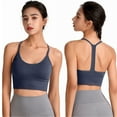 thumbnail image 2 of Penkiiy Sports Bras for Women Women's shockproof sports hollowed out bra with adjustable back buttons Blue Bras, 2 of 7