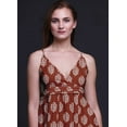 thumbnail image 3 of Bimba Robe Longue Maxi à Col en V Imprimée d'Été pour Femmes, Tenue de Villégiature de Vacances - Petit, 3 of 6