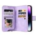 thumbnail image 2 of for iPhone 11 Pro Max Wallet Case, [Card Slots] PU Leather ID Credit Holder Folio Flip Kickstand Magnetic Clasp Phone Cover & Lanyard & Shoulder Strap for iPhone 11 Pro Max, Purple, 2 of 7