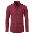 thumbnail image 1 of Blusa y camisa de manga larga con cuello vuelto para hombre, estilo casual, a la moda, de un solo color, con botones y cuello vuelto, para negocios, para hombre, 1 of 2