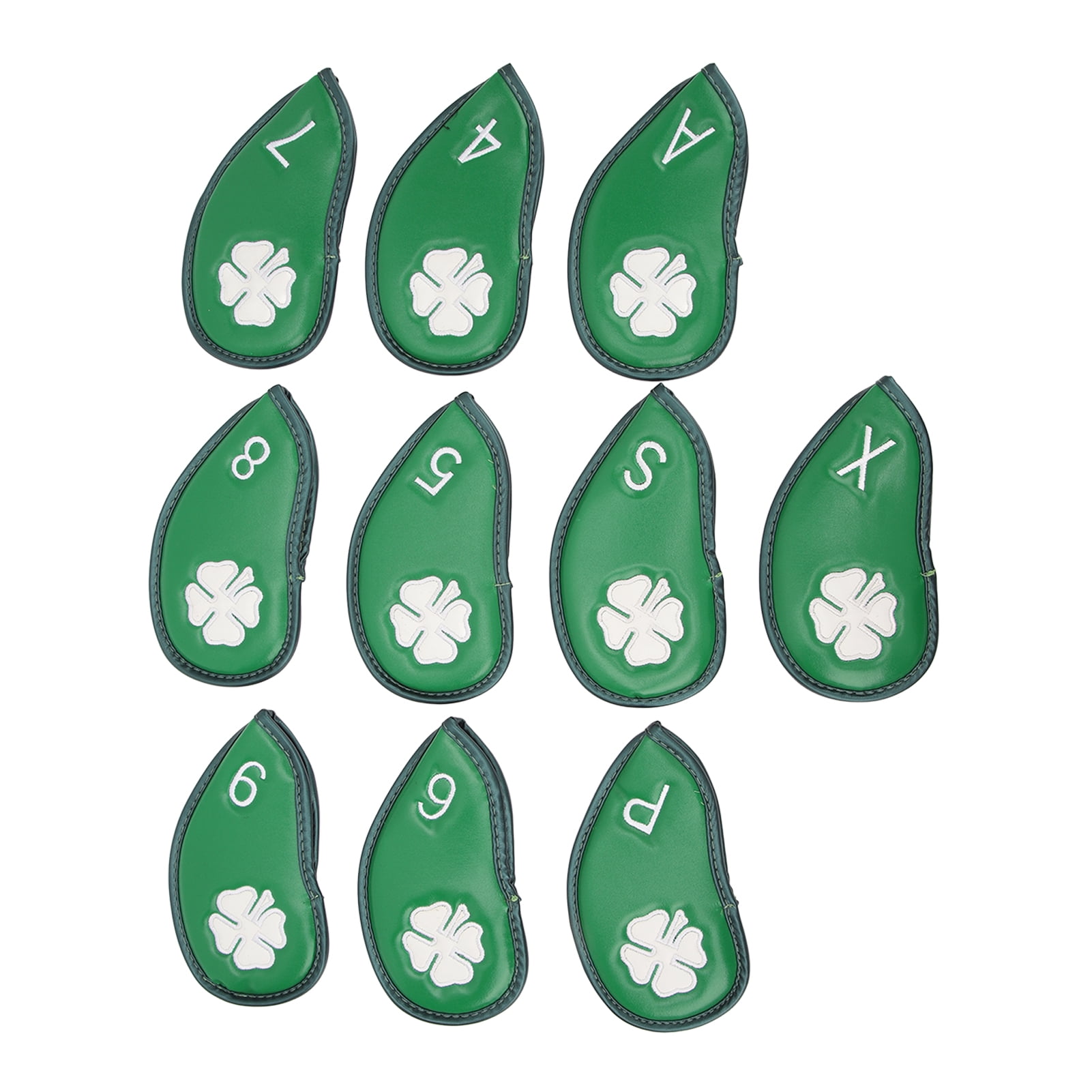 10 PCS Club Head Covers, Four Leaf Clover Pattern PU Waterproof